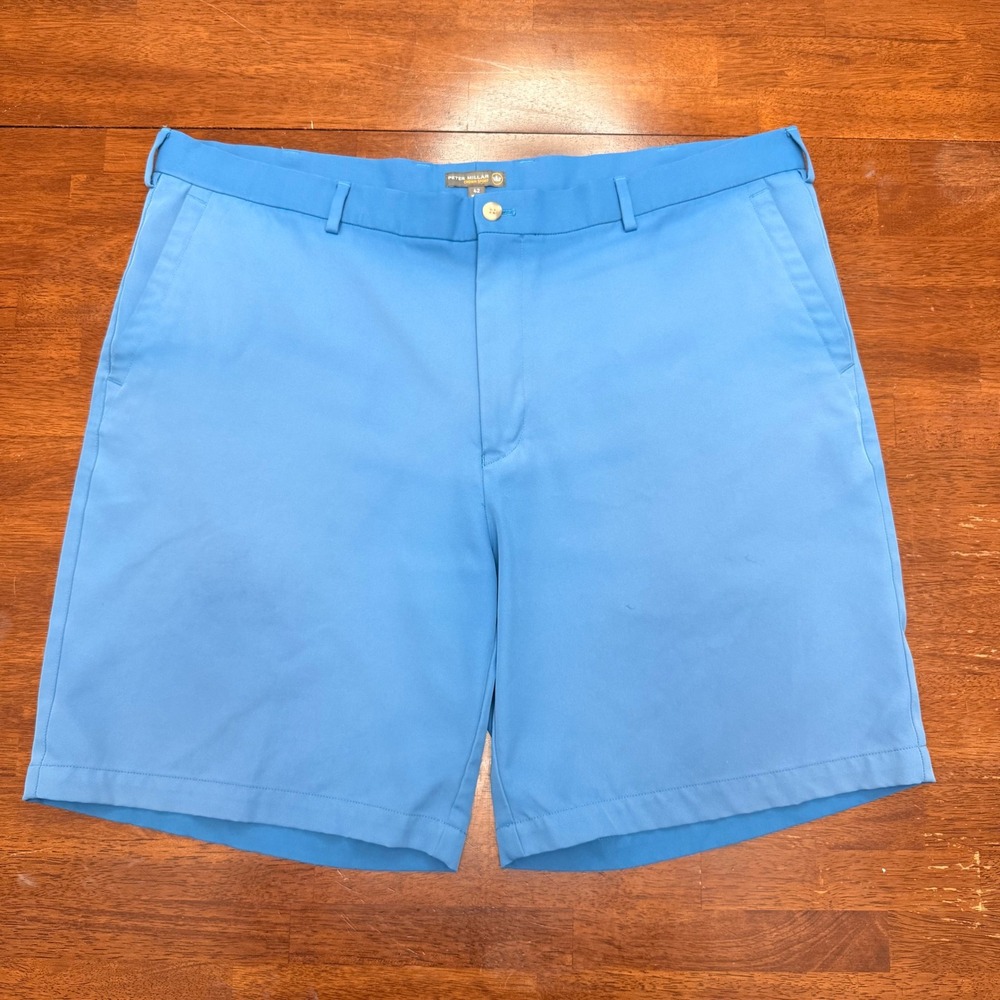 Peter Millar Crown Sport Mens‎ Shorts Blue Flat Front Polyester Size 42